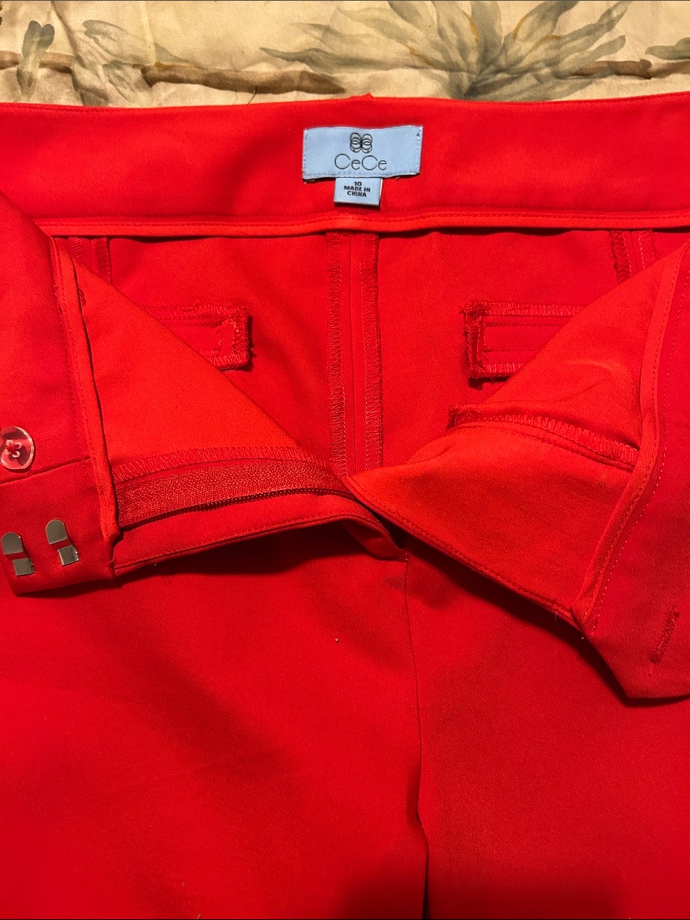 CeCe Vibrant Red Tailored Dress Pants